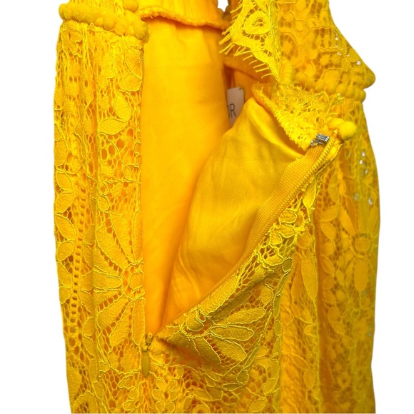 Saylor - Women’s ‘Danette’ Midi Dress, Lace, Racerback Pom-Pom - Yellow, X-Small - Picture 12 of 13